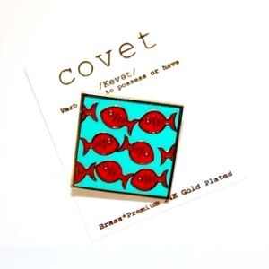 Covet Enamel Fish Cocktail Ring Size 7 NWT